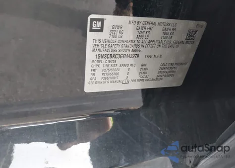 2016 Chevrolet Tahoe Lt from USA, damaged, VIN 1GNSCBKC3GR442979